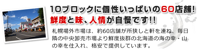 １０ブロックに個性いっぱいの６０店舗！鮮度と味、人情が自慢です！！